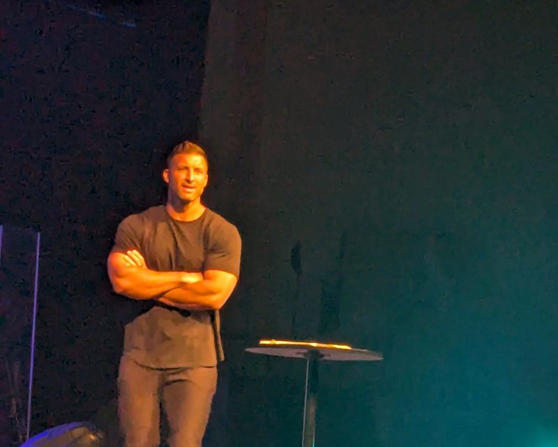 Tim Tebow speaks during the Ignite Men’s Conference at First Christian Church in Plain Township, Saturday, June 13.