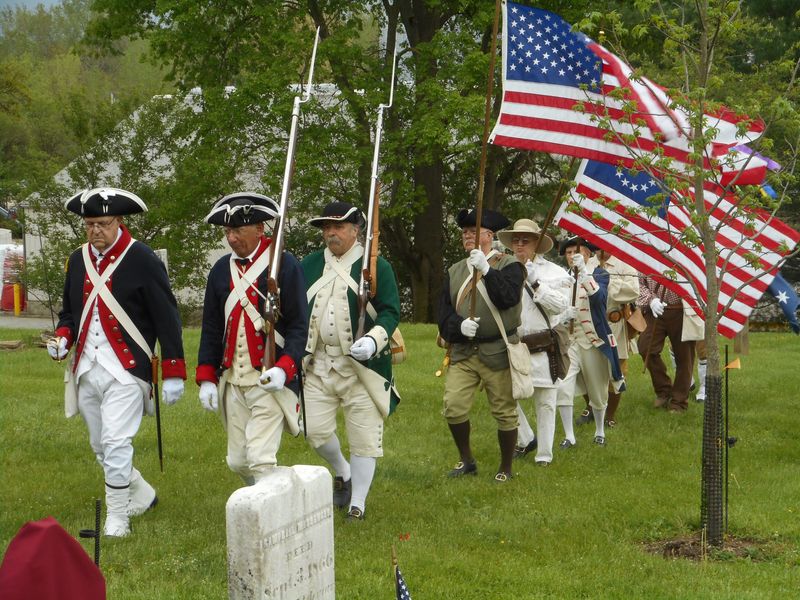 Revolutionary war re-enactors at "Meet the Patriots" in Granville will wear uniforms like the ones pictured here, worn by members of the Hocking Valley chapter of the Sons of the American Revolution.