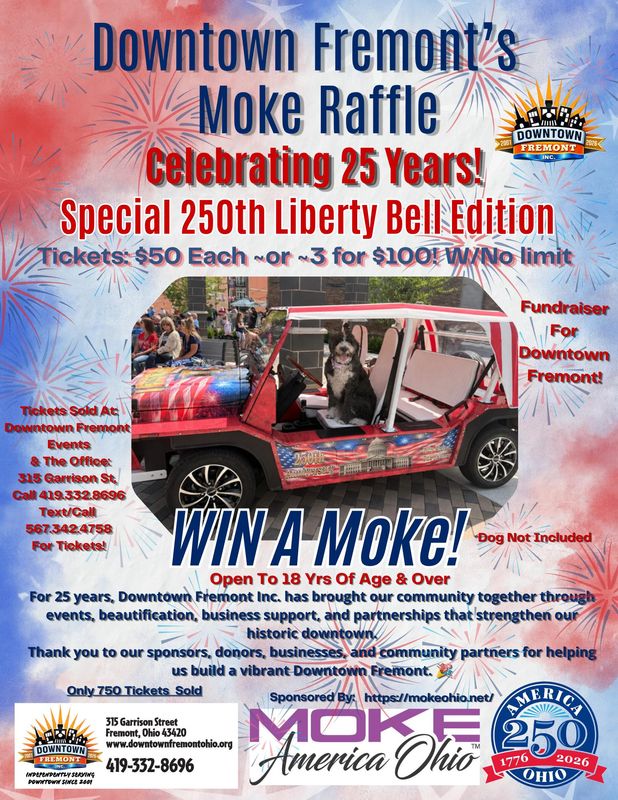 Downtown Fremont celebrating 25 years with a Moke raffle.