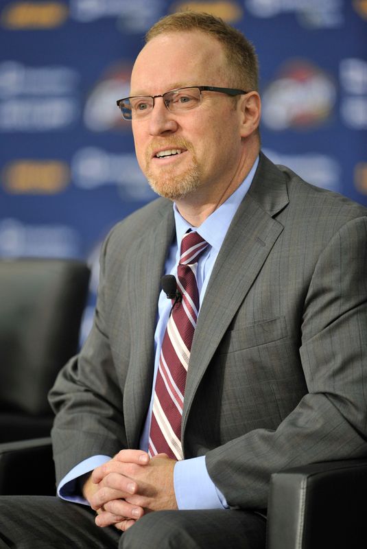 Cavs general manager David Griffin speaks to the media at the team's practice facility, June 27, 2014, in Independence.