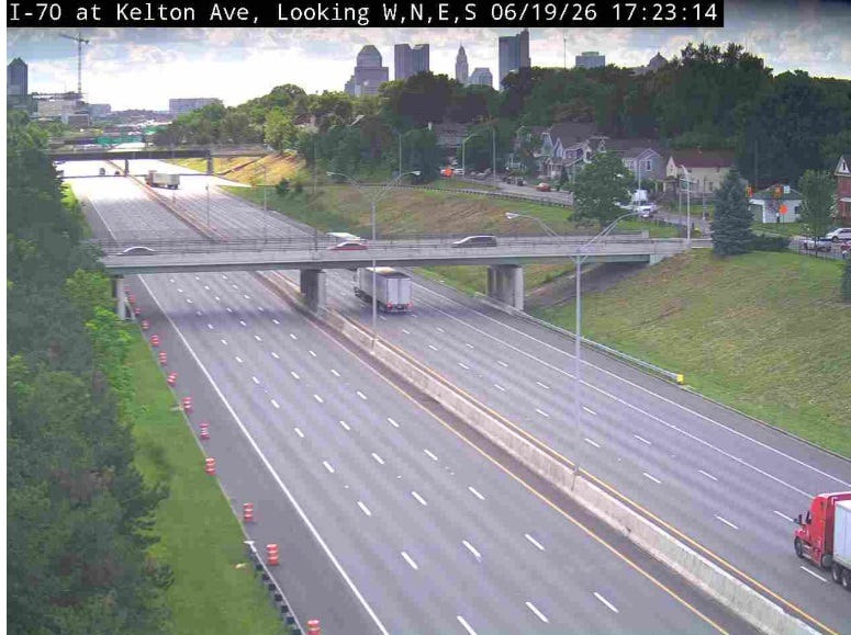 Interstate 70 is closed in both directions near the Miller and Kelton Avenue exits after a fatal crash on I-70 on June 19. One person died in the crash.