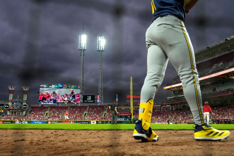 The game remains scoreless at the start of the ninth inning of the MLB National League Central game between the Cincinnati Reds and the Milwaukee Brewers at Great American Ball Park in downtown Cincinnati on Monday, June 22. The Brewers won, 2-1, in 10 innings
