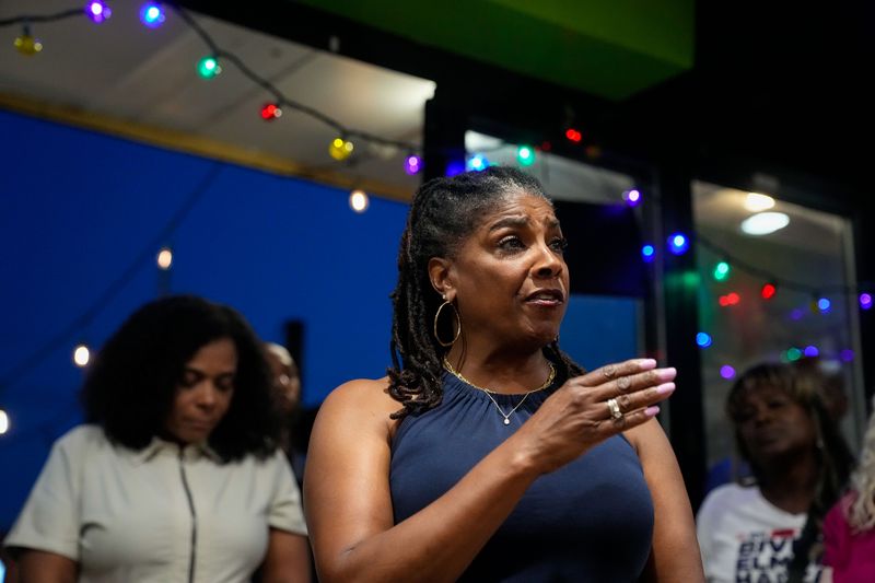 Council member Lori Elmore speaks during a special recall election party at Flavor 91 Bistro on Tuesday, June 23, 2026 in Whitehall, Ohio.