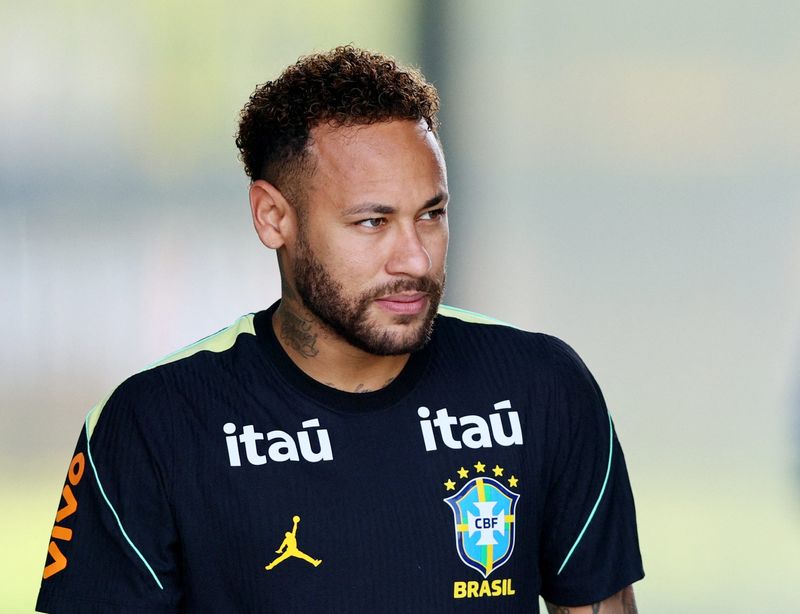Brazil's Neymar Jr. during training.