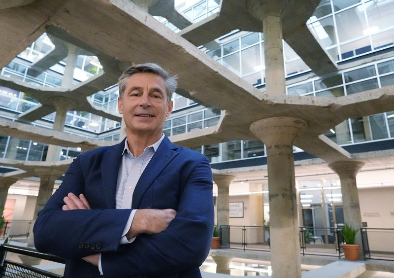 Matt Dolan, CEO of Team NEO, poses in the AES Building which was a former B.F. Goodrich Tire Factory in Akron on June 25, 2026.