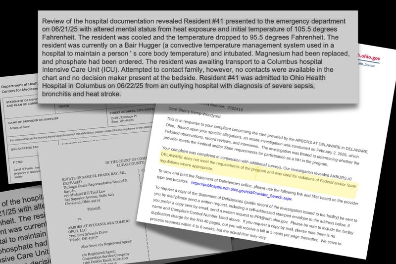 At least 11 plaintiffs have filed lawsuits since 2024 accusing Arbors at Ohio facilities of negligence or medical errors that caused patients’ deaths, according to thousands of pages of court records.