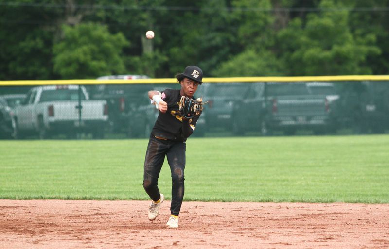 Alberto Espinal for the Eastside Warriors 14U throws from shortstop to first base for an out during the Little Texas Shootout at Don Edwards Park on June 27, 2026.