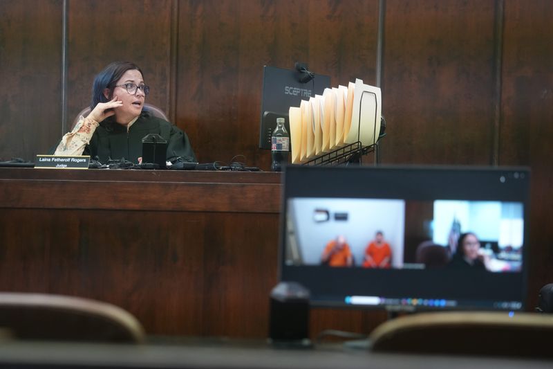 Judge Laina Fetheroff Rogers speaks during the arraignment of four adults on child endangerment charges in the Vinton County Court of Common Pleas in McArthur July 1, 2026. The Four adults face a total of 16 charges of child endangerment after children were found in “deplorable” conditions June 30, 2026. The four adults facing charges are Gary L. Siders Sr., Gary L. Siders Jr.; Christina Siders; and Elizabeth Siders.