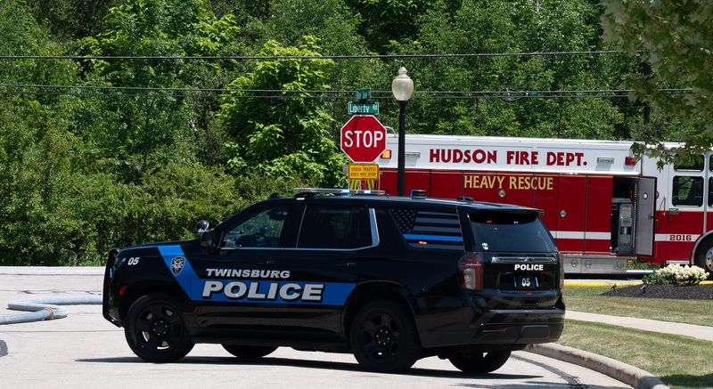 Twinsburg police and Hudson fire presence at the corner of Liberty road and Blue Jay lane in Twinsburg on July 8, 2026.