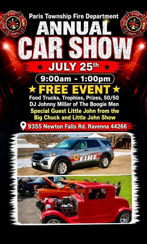 Paris Township Fire Department annual car show flyer
