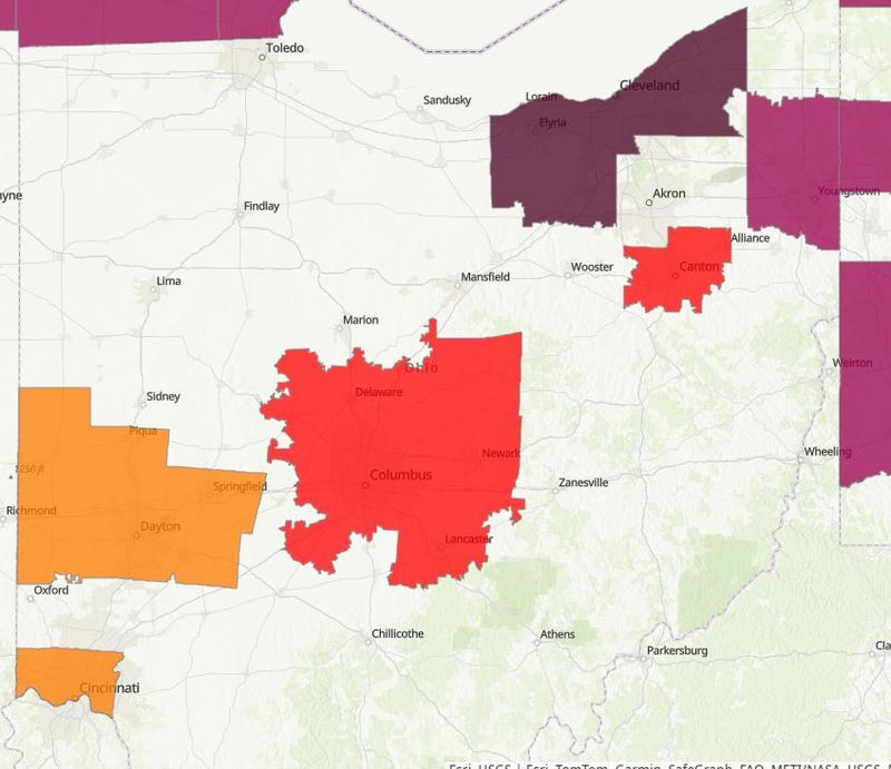 The air quality forecast for Ohio cities on the Environmental Protection Agency's AirNow system.