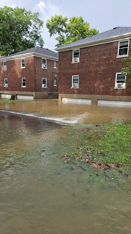 Basement garages flooded on Allendale Drive in Oakley around 7 p.m. July 17 after heavy rains.