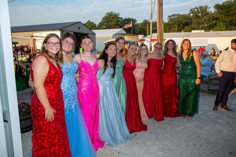 Members of the 2026 Ottawa County Fair Royalty Court gather before the King and Queen competition on July 20.
