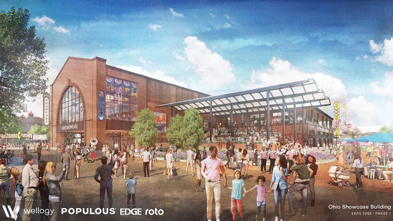 The new Ohio Showcase Building at the Ohio Expo Center and State Fairgrounds includes a food court and exhibits featuring Ohio inventions and inventors.