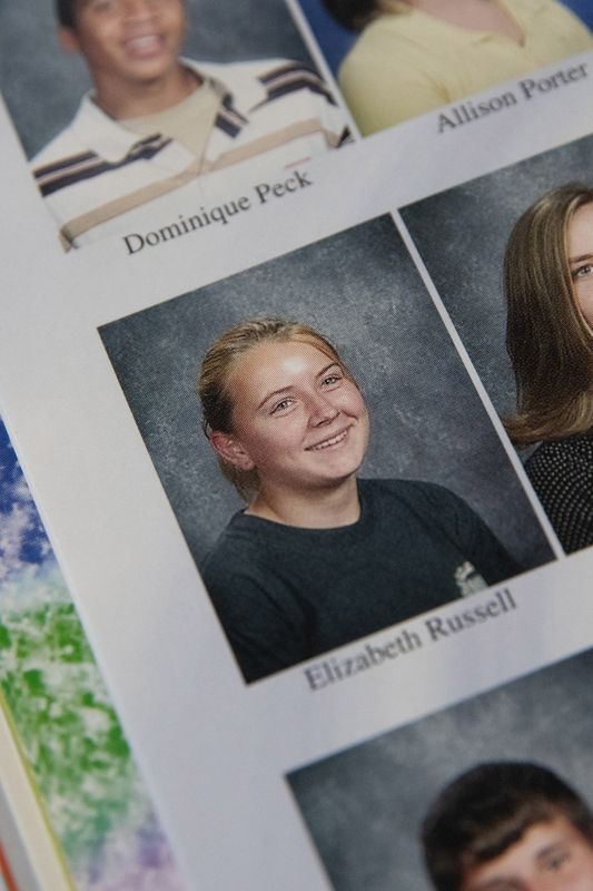 Elizabeth Siders, whose maiden name was Russell, pictured here in her freshman year high school yearbook.