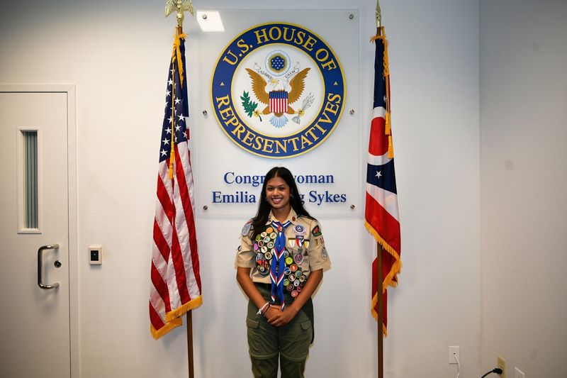 Sadali Costa, who is likely the first Sri Lankan American girl to receive the Eagle Scout Rank in Scouting America, earned a Certificate of Special Congressional Recognition from Congresswoman Emilia Sykes, July 7, 2026.