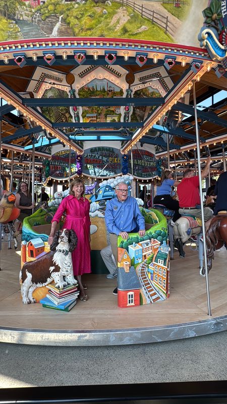 Ohio Gov. Mike DeWine and First Lady Fran DeWine take the first ride on the Ohio Children's Carousel on July 25, 2026, ahead of the opening of the 2026 Ohio State Fair.