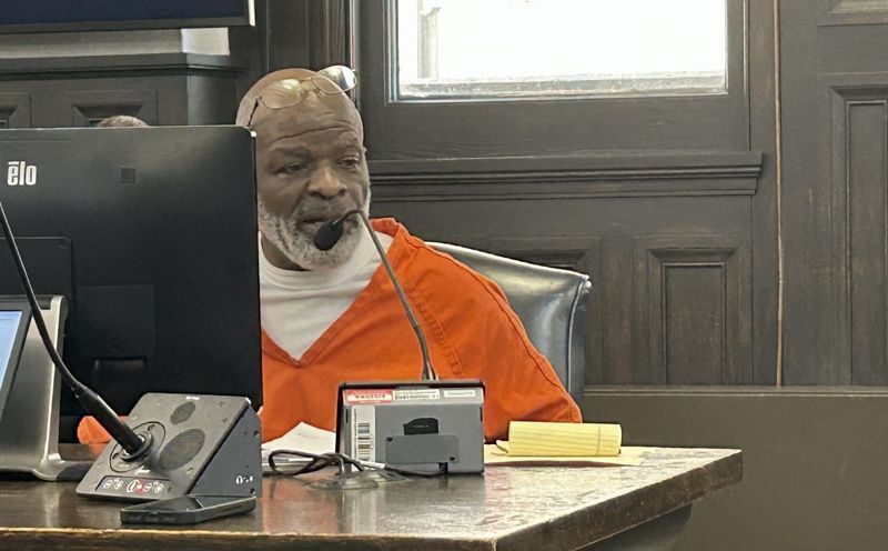 Rosue Pierce, 57, speaks at his July 27 sentencing hearing in Summit County Common Pleas Court Judge Kathryn Michael's courtroom. She  found Pierce, who represented himself in the bench trial, guilty of murder and felonious assault and sentenced him to 15 years to life in prison.
