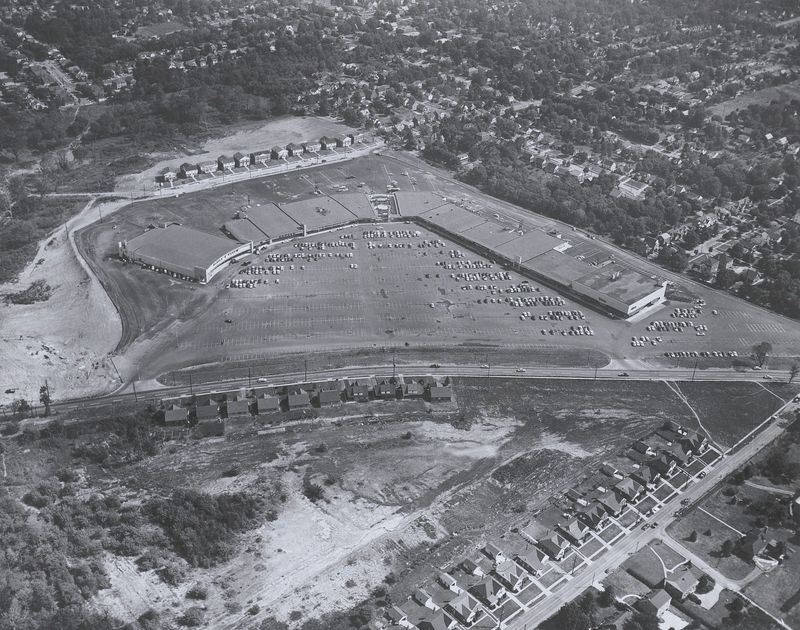 Nov. 22, 1954: An aerial view of the new Western Hills Plaza shopping center in Westwood.