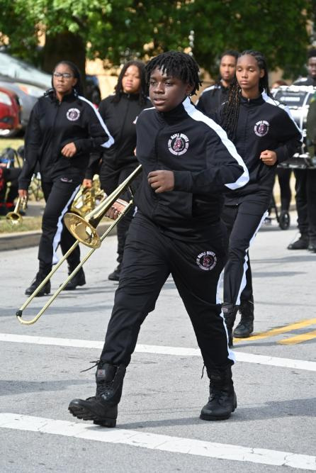 The Maple Heights High School marching band participates in the 2025 Road to the Classic and We All In parade in Canton. Aug. 30, 2025.