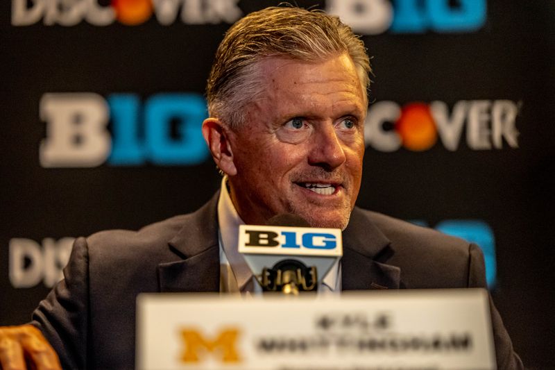 Michigan football head coach Kyle Whittingham at Big Ten media days