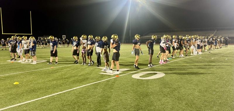 The Lancaster football team practiced under the lights at Fulton Field on Aug. 1. It was the first official day of high school football practice, and Lancaster held a midnight practice.