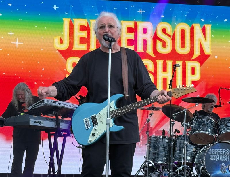 David Freiberg performs on Aug. 5 with Jefferson Starship during the Pro Football Hall of Fame Enshrinement Festival.