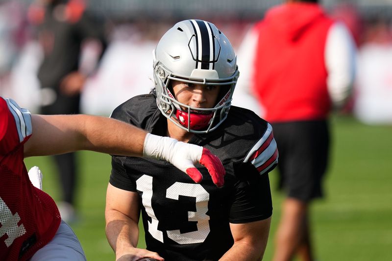 Ohio State quarterback Luke Fahey participates in on Aug. 8.