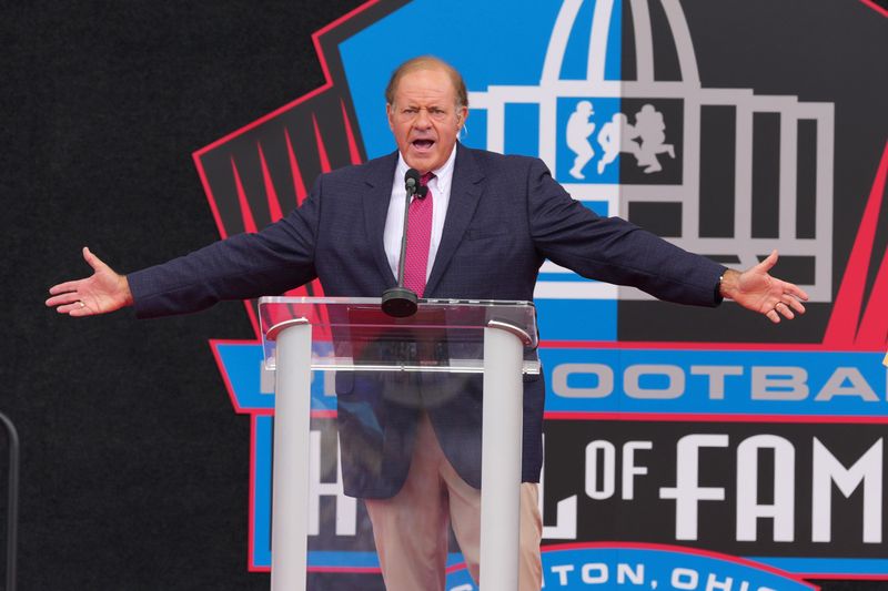 Chris Berman moderates the Pro Football Hall of Fame Enshrinement, Aug. 8, 2026, in Canton.