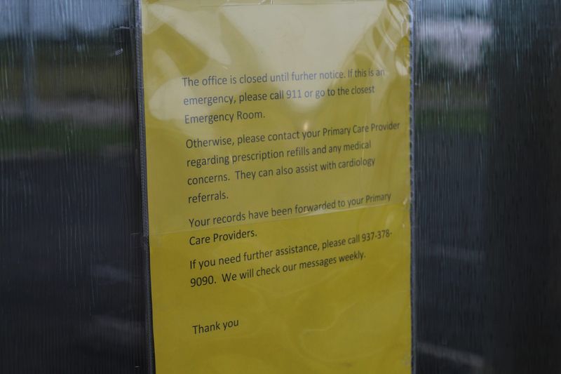 A sign posted to the door of AG Cardiology, the practice owned by Dr. Ali Ghasemzadeh, who is accused of sexually assaulting two patients.