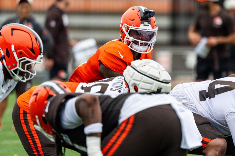 Cleveland Browns quarterback Deshaun Watson (4) during day 12 of training camp, Aug. 11, 2026, in Berea, Ohio.