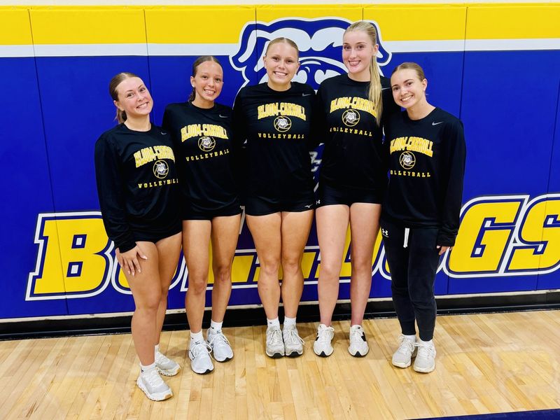 Bloom-Carroll volleyball seniors consist of, left to right: Kylynne Sollberger, Alya Mitchell, Maddie Fox, Josie Burr, and Carlie La Vigne. The Bulldogs were Division III state runners-up a year ago.