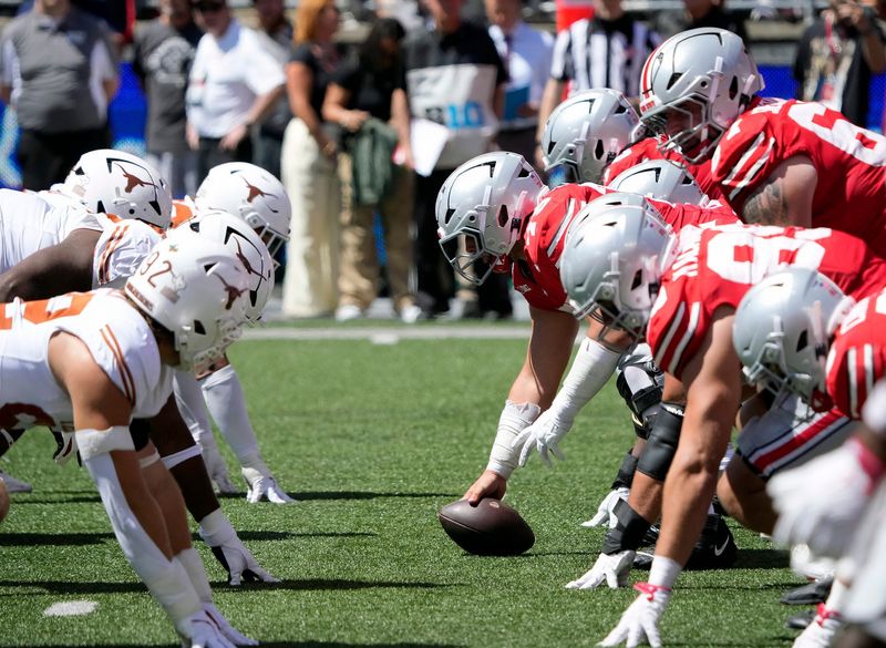 Aug 30, 2025; Columbus, Ohio, USA; Ohio State Buckeyes take on the Texas Longhorns at Ohio Stadium. Mandatory Credit: Kyle Robertson - Imagn Images