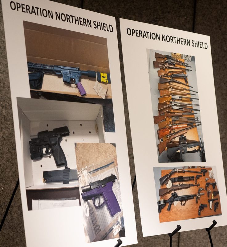 Photographs of items from some of the arrests collected during Operation Northern Shield, in Akron on Aug. 18, 2026.