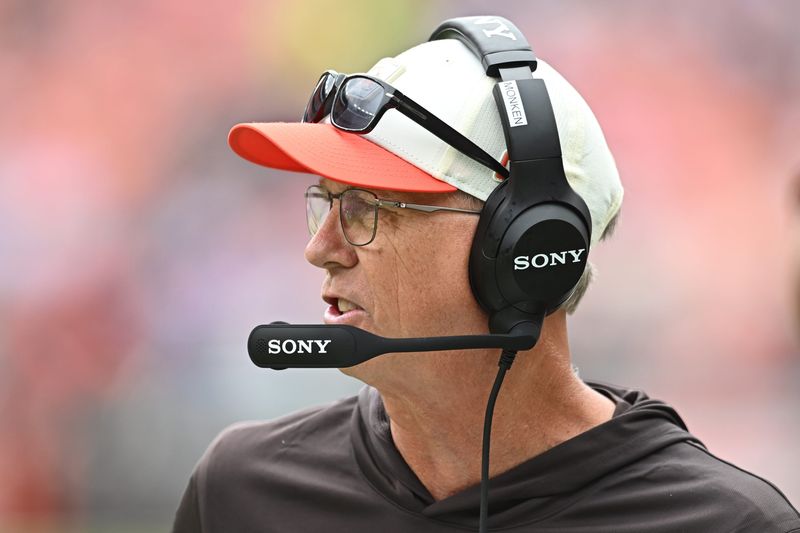 Aug 22, 2026; Cleveland, Ohio, USA; Cleveland Browns head coach Todd Monken during the first quarter against the Buffalo Bills at Huntington Bank Field. Mandatory Credit: Ken Blaze-Imagn Images