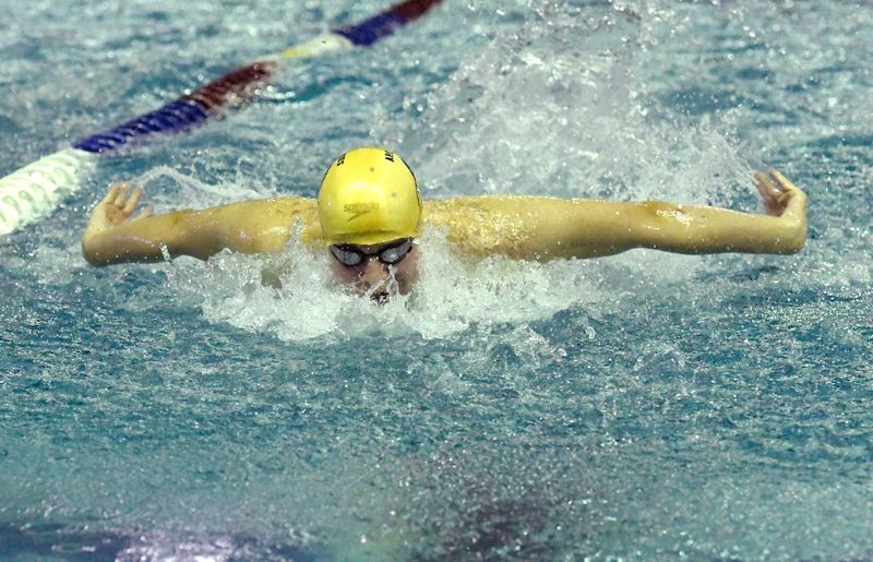 Amarillo High's Alexander Purdy competes in the 200 yard IM during the Lubbock Invitational, Saturday, Jan. 7, 2023, at Pete Ragus Aquatic Center. Purdy finished with 1:59.59.