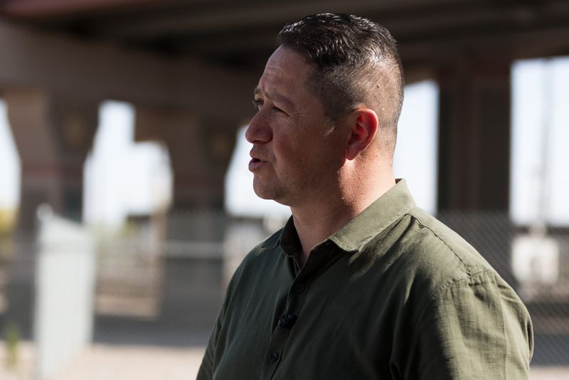 U.S. Rep. Tony Gonzales (TX-23) addresses the media following the end of Title 42 on Friday, May 12, 2023, with border updates at the intersection of Calleros Court and Chihuahua Street in El Paso, Texas.