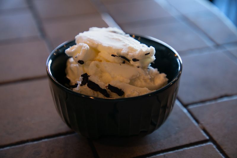 Coffee Waves serves not only coffee but also gelato, like this stracciatella that was prepared at its location at 5738 S. Alameda St. Tuesday, Aug. 1, 2023. The dessert contains a vanilla sweet cream flavor with a chocolate flake drizzle.