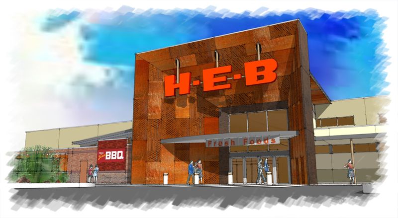 A rendering of HEB's store at 114th Street and Quaker Avenue. [Rendering provided by H-E-B]