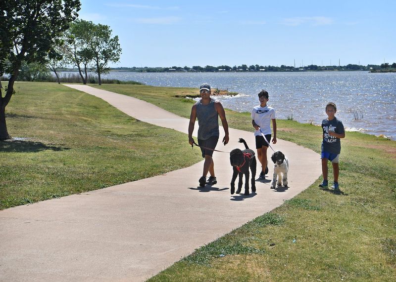 Parts of the Circle Trail meander along the shore of Lake Wichita as seen in this June 17, 2020, Times Record News file photo. The city applied for a grant to finish a short section of the trail at the lake.