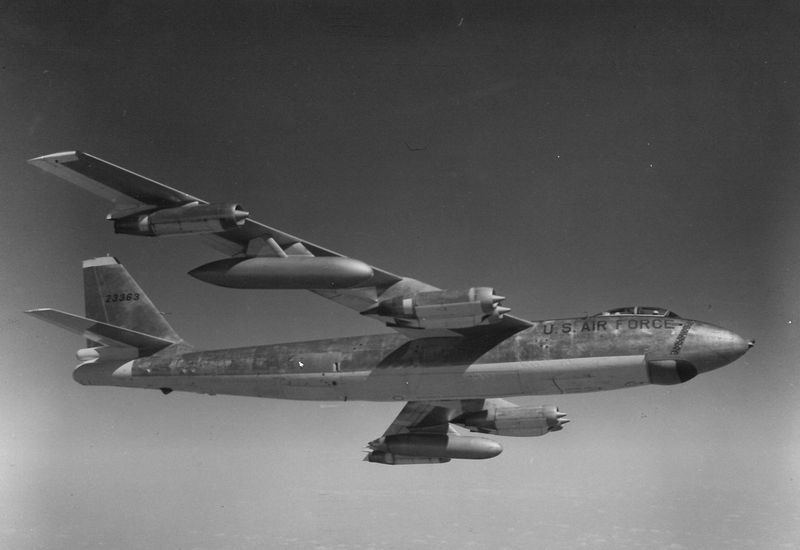 A B-47 in flight.