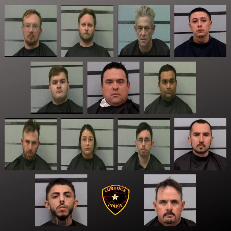 13 suspects were arrested in a recent prostitution operation in Lubbock.