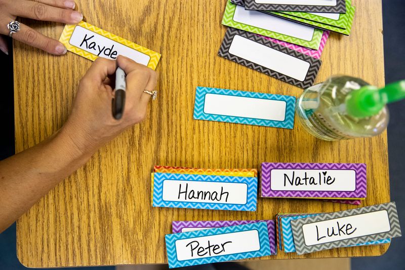 In this 2020 file photo, middle school teacher Amanda Meschi prepares her classroom before the start of the school year at Yorktown Christian Academy in Corpus Christi.
