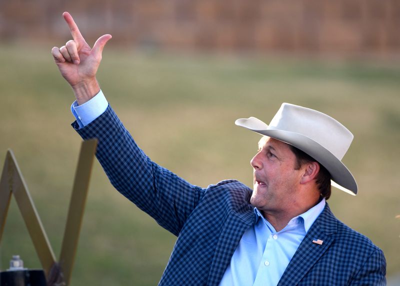 U.S. Representative Jodey Arrington gestures before the Lubbock High game against Big Spring, Thursday, Aug. 31, 2023, at Lowrey Field in PlainsCapital Park.