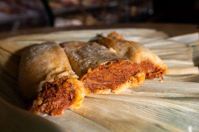 Red tamales are shown from Gussie's Tamales & Bakery at 2200 N. Piedras St. in Central El Paso.