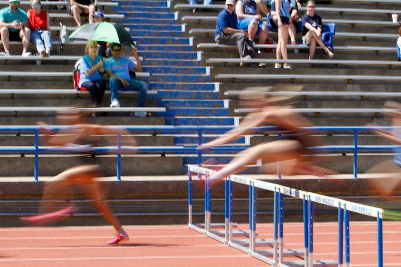 West Texas high school athletes compete in the 100 meter hurdles at the 65th San Angelo Relays at San Angelo Stadium on March 22 and 23, 2024.