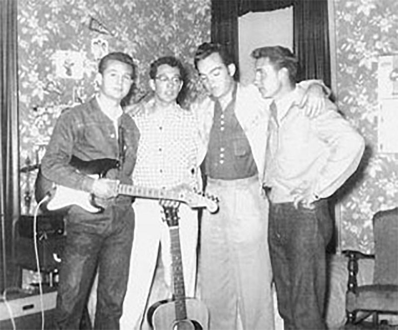 Nashville, 1956, (left to right) Sonny Curtis, Buddy Holly, Don Guess and Sonny's brother Dean. Avalanche-Journal file photo