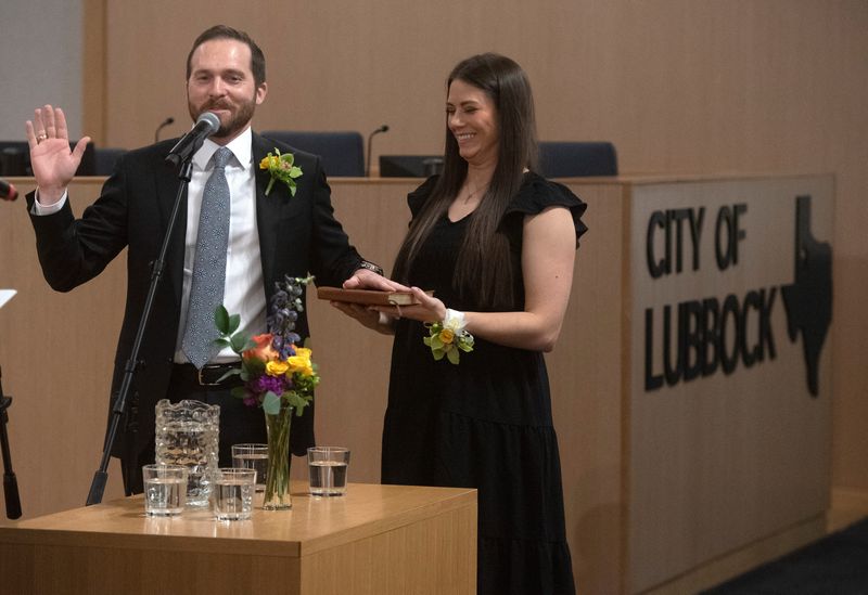 Brayden Rose is sworn in as the District 4 city councilman, Tuesday, May 14, 2024, at Citizens Tower.