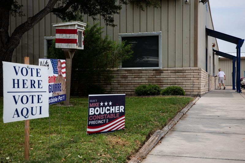 A man enters the Deaf and Hard of Hearing Center polling location during the primary runoff election on Tuesday, May 28, 2024, in Corpus Christi, Texas.