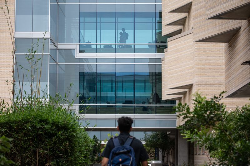 College students and instructors attend their first day of class at Del Mar College on Aug. 26, 2024, in Corpus Christi, Texas.